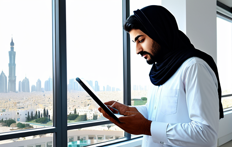 **

"A professional Arab graphic designer, fully clothed in modest, modern office attire, working on a digital tablet in a bright, contemporary studio with Arabic calligraphy art on the walls.  The studio has large windows overlooking a cityscape with iconic landmarks.  Safe for work, appropriate content, perfect anatomy, correct proportions, well-formed hands, natural pose, professional, family-friendly."

**