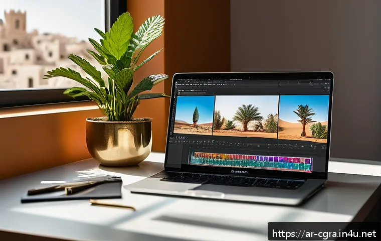 컴퓨터그래픽스운용기능사 자격증과 관련된 스킬 트레이닝 - A professional digital workspace showing an Arabic graphic designer working on Adobe Photoshop with ...